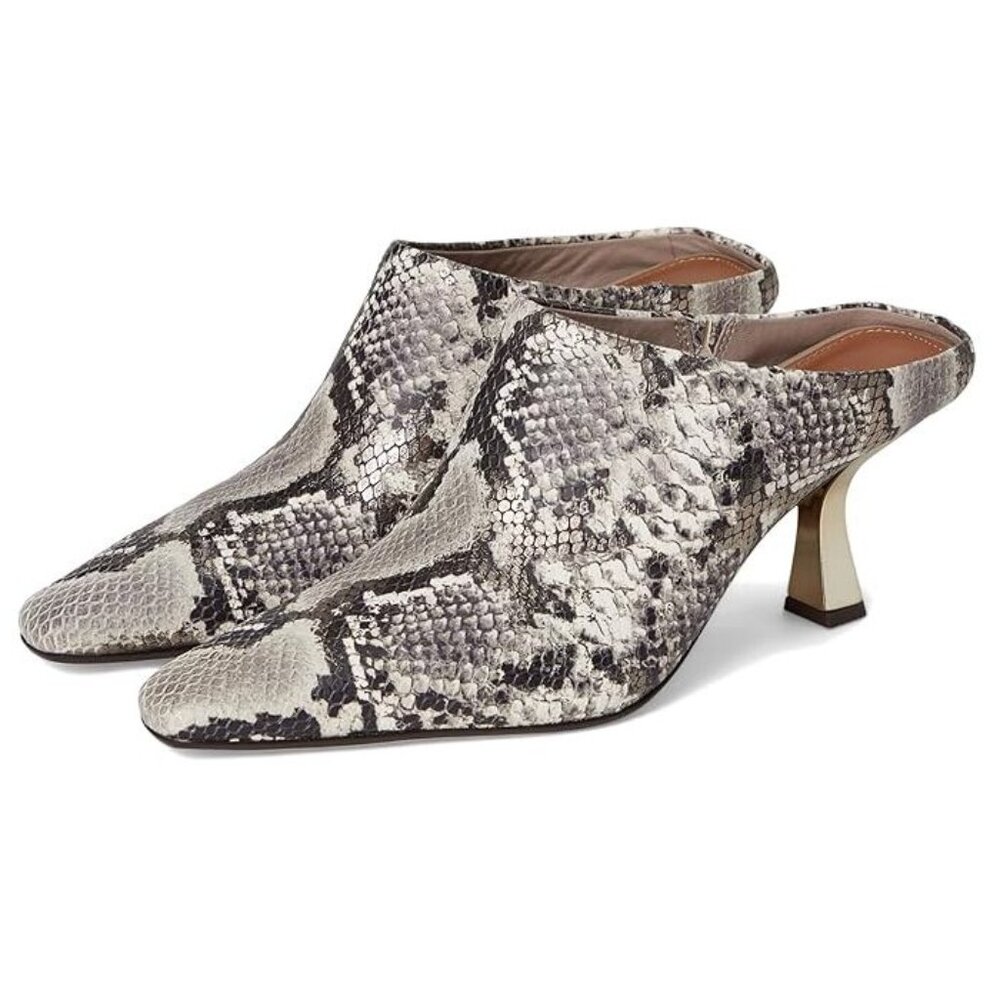 Donald Pliner Buena Mid Heel Slip on Mules Size 7.5 Python Snake Leather NEW